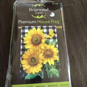 House-Porch,Outdoor Flag, Checkered Sunflowers 28 x 40“